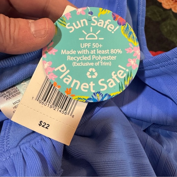 NWT Blue Striped One-Piece Swimsuit - Picture 4 of 5